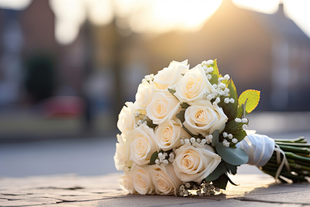 Ramo de rosas para una ceremonia de funeral.